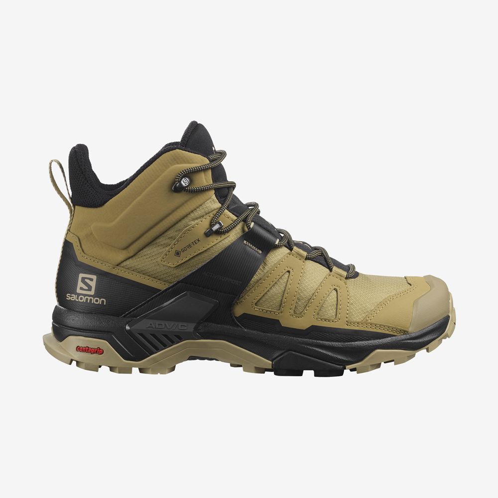 Salomon Singapore Mens Hiking Boots - X ULTRA 4 MID GORE-TEX Khaki | 47581-ZQHB